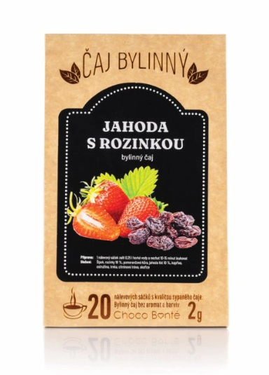 Čaj bylinný jahody s rozinkami