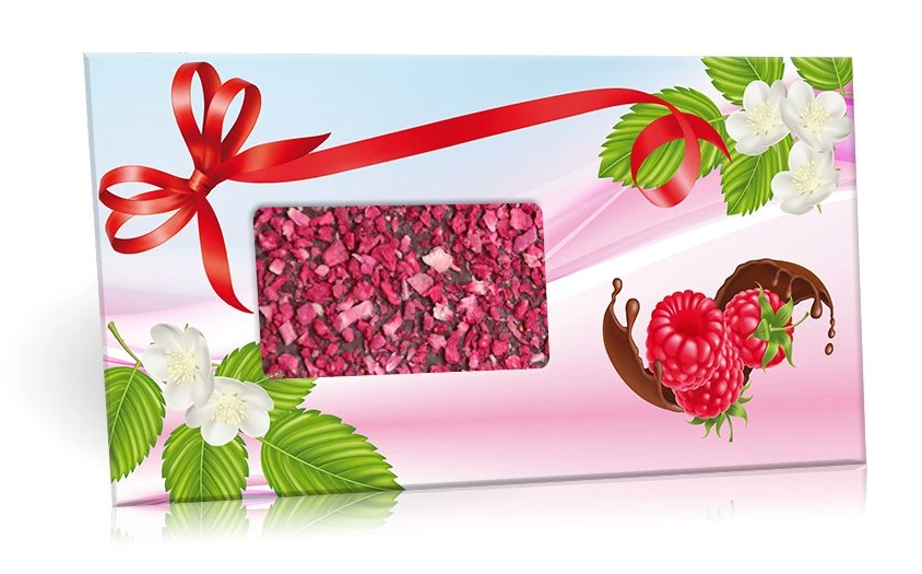 Maliny s mašlí - mléčná čokoláda s malinami 100 g