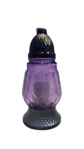 Hřbitovní skleněná svíčka – fialová