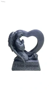 Dekorativní soška anděla se srdcem – „S láskou spomíname“