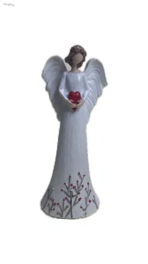 Anděl s červeným srdcem – vysoká dekorace