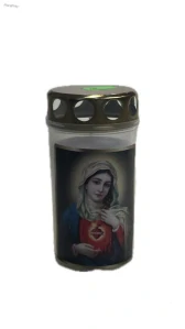 Hrobové svíce s obrázkem Panny Marie – dlouhá doba hoření