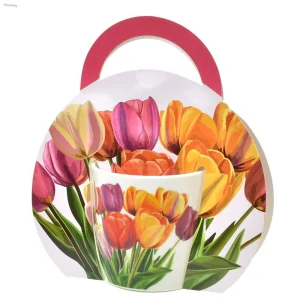 Porcelánový hrnek 300 ml s tulipány – dárkový hrnek pro ženy