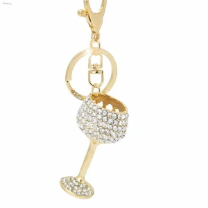 Přívěsek na kabelku / klíčenka sklenička – přívěsek s bílými kamínky