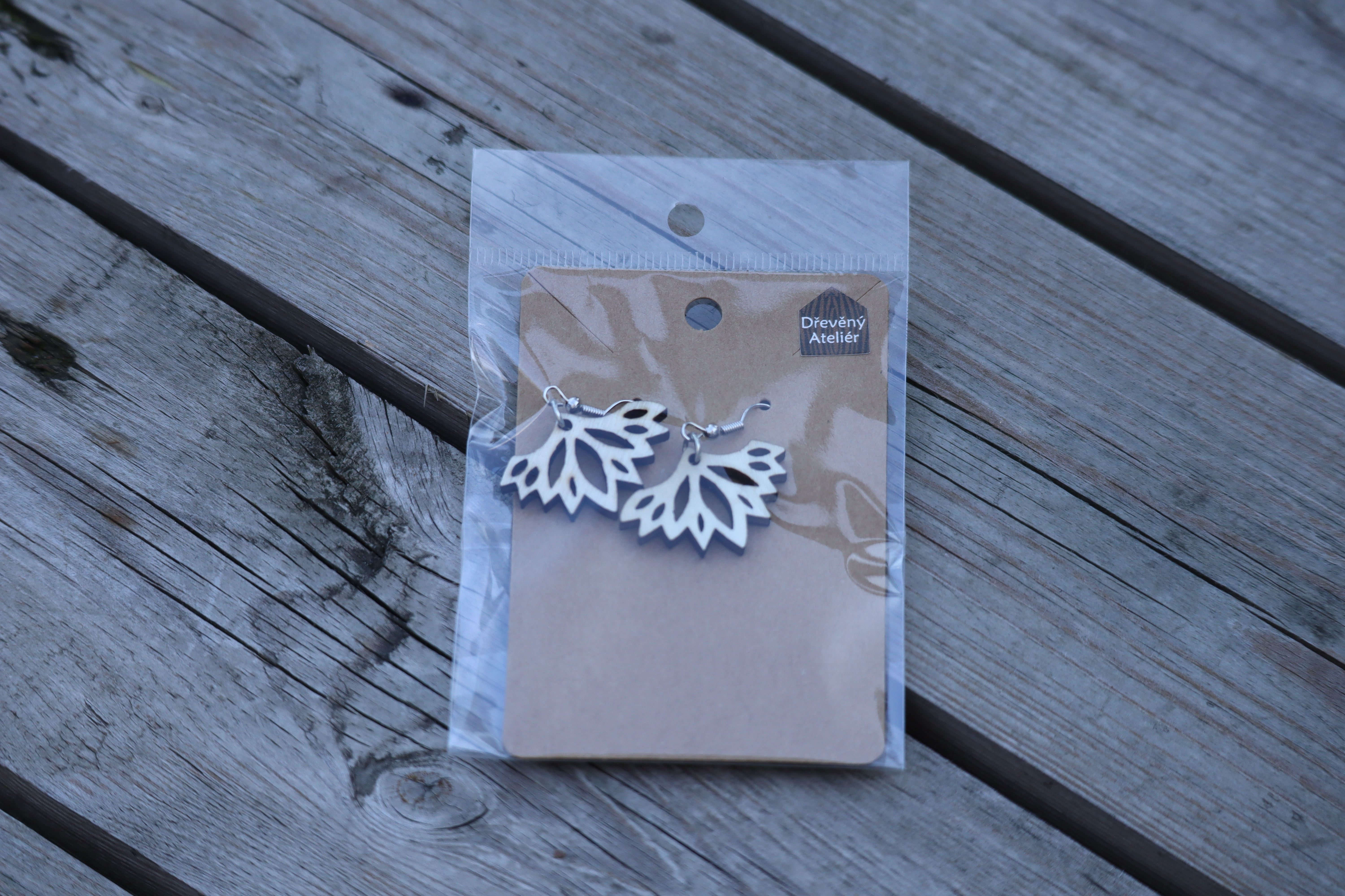 Dřevěné naušnice - list