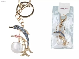 Přívěsek na kabelku/klíčenka - delfíni s perlou