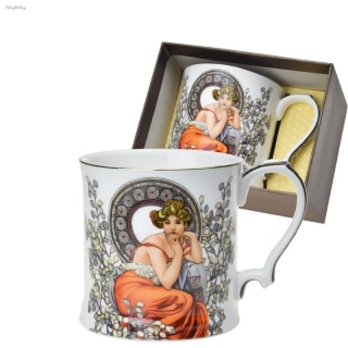 Hrnek 360 ml široký Alfons Mucha (světlá verze)