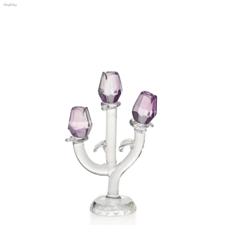 Skleněná růžička 3 květy - růžová II.jakost