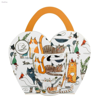 Hrnek 360 ml v srdci - Líné kočky