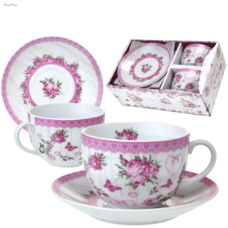 Šálek s podšálkem 200 ml Roses - sada 2 ks