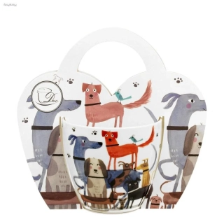 Hrnek 460 ml v srdci - Pejsci na procházce