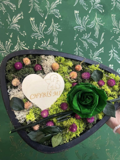 Obraz se stabilizovaným mechem a růží ✨
